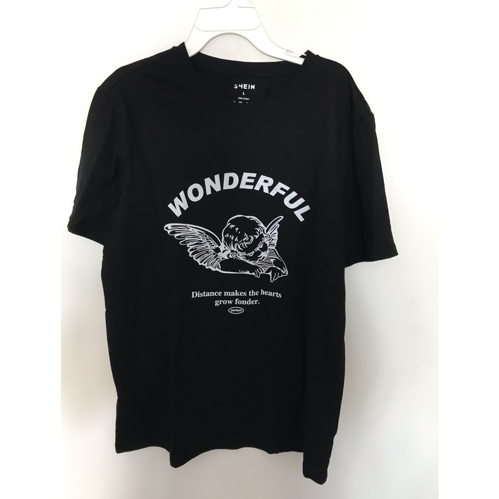SHEIN Unisex Black Tee Wonderful